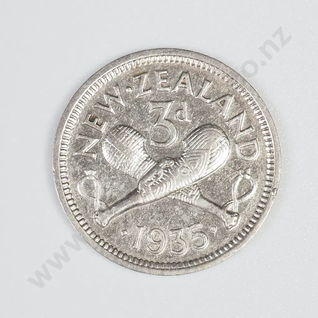 1935 NZ Threepence - Cleaned  Image 1++