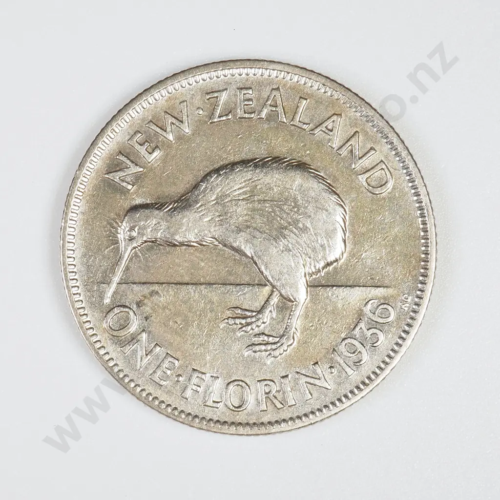 NZ 1936 Florin - Cleaned  Image 1++