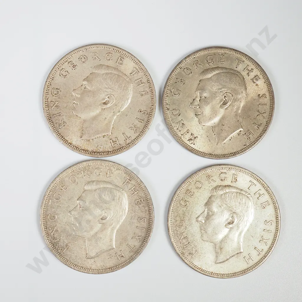 NZ 4 x 1949 Silver Crowns, Extremely Fine or Better Image 1++