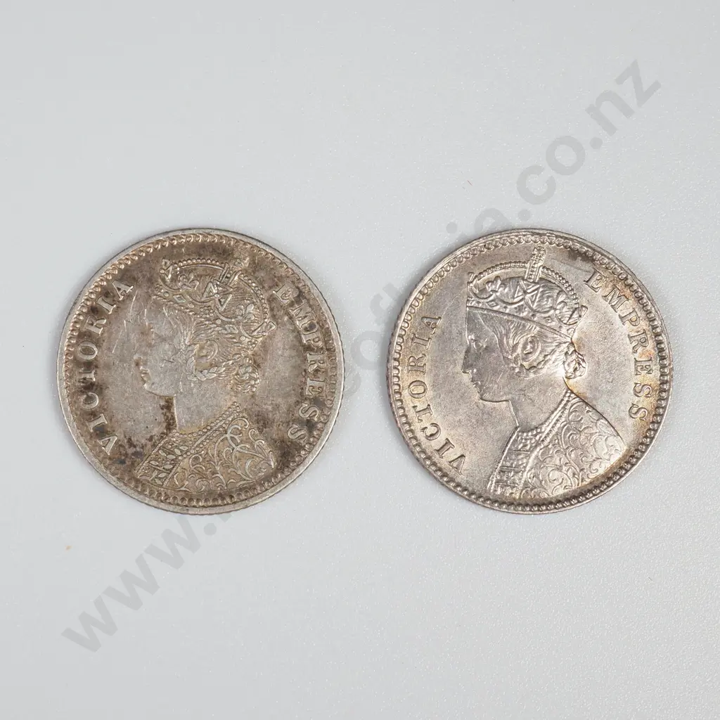 1877 & 1888 Indian 1/4 Rupees - Silver  Image 1++