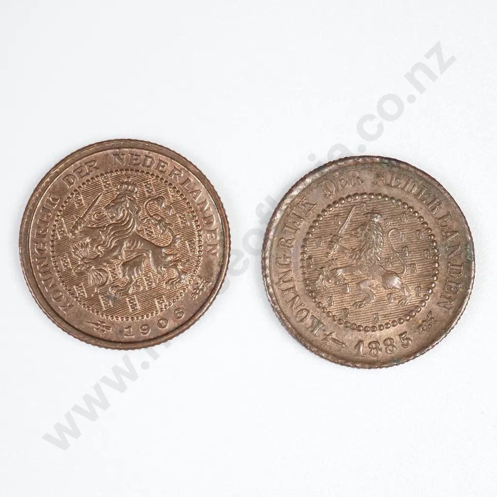 Netherlands 1885 & 1906 Half Cent Coins Image 1++