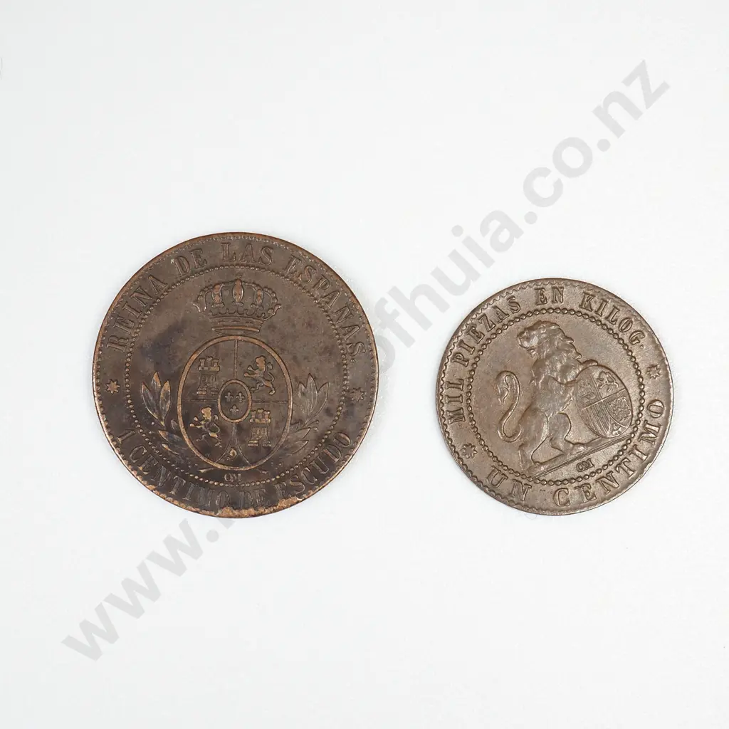 Spain 1867 & 1870 Centimo coins Image 1++