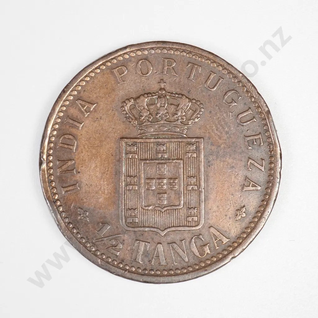 Portuguese India 1901 One Half Tanga, Very Fine Image 1++