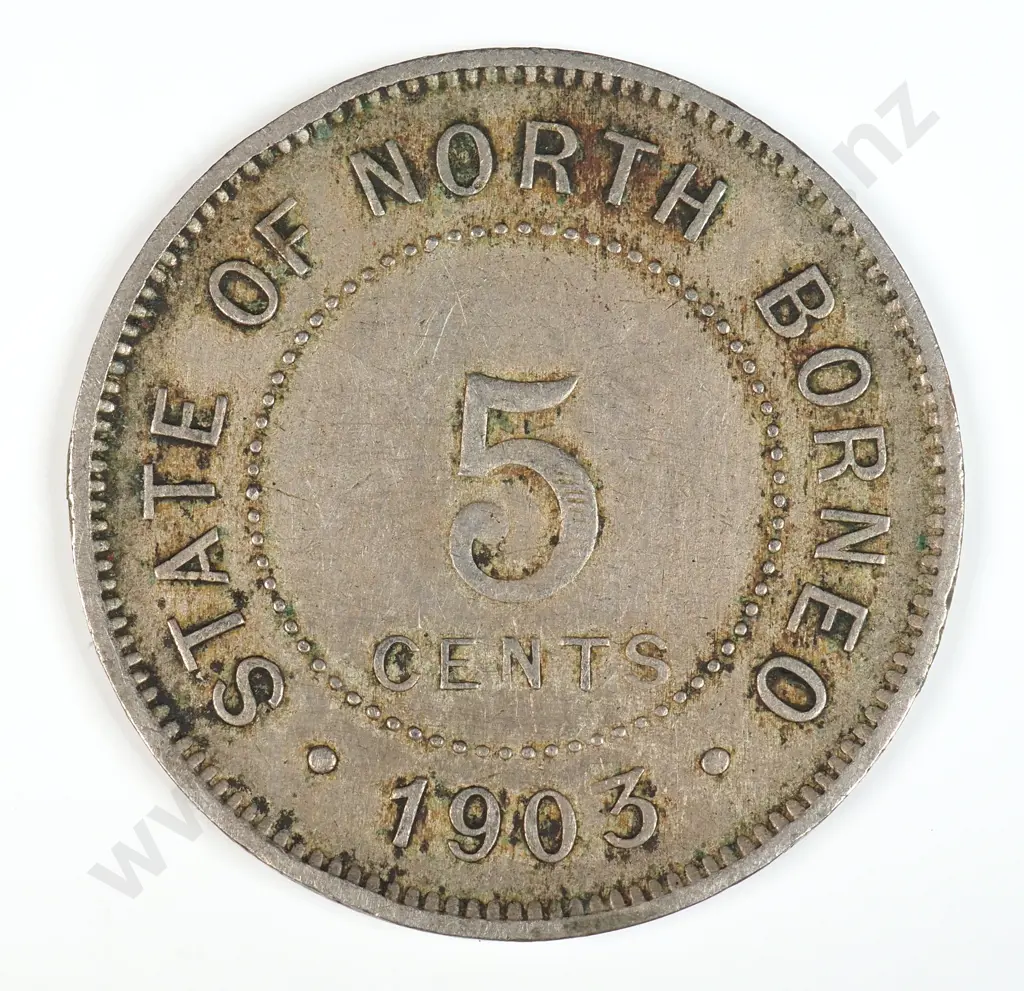 North Borneo 1903 Five Cents, Very Fine Image 1++