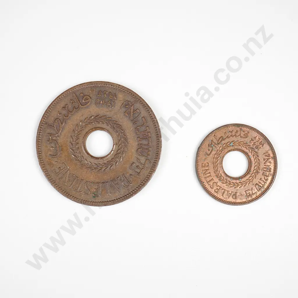 Palestine 1942 20 Mils & 5 Mils Coins Image 1++