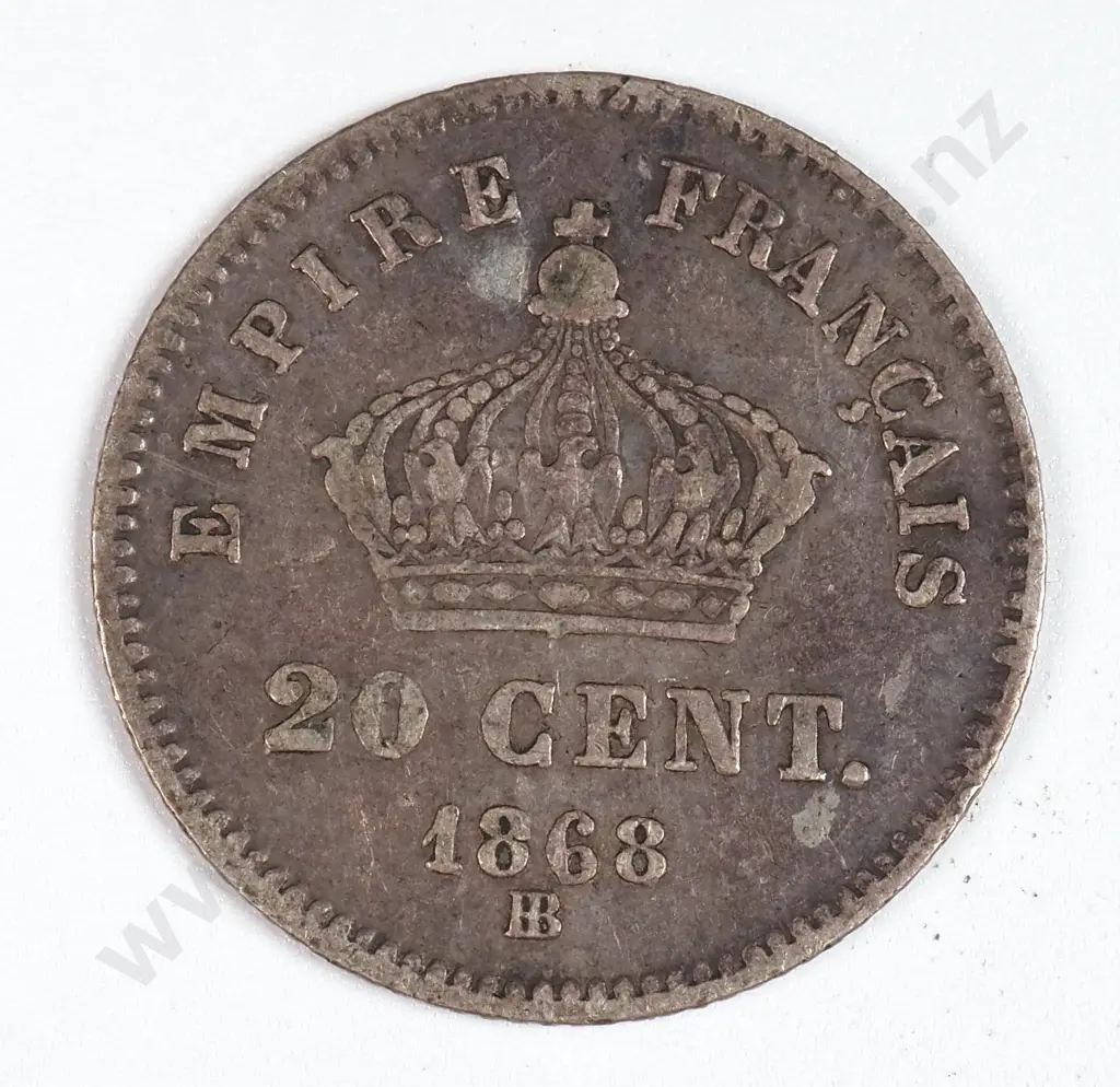 France 1868 'BB' Twenty Centimes, Fine Image 1++