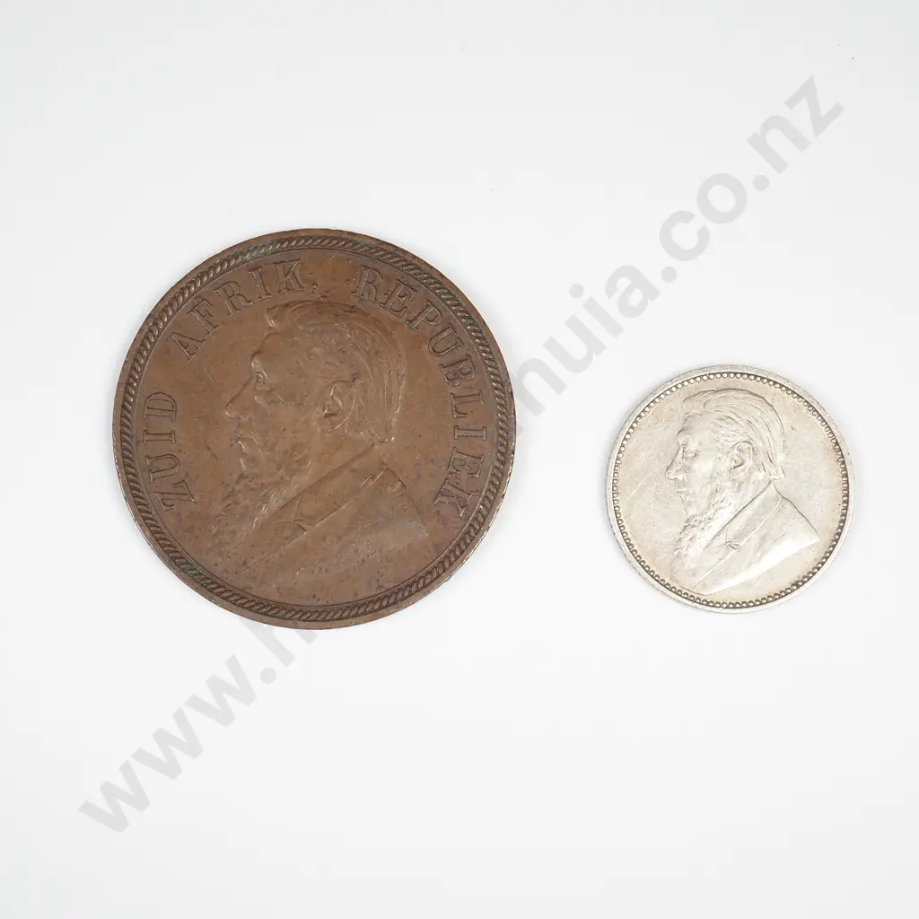 South Africa 1892 Penny & 1896 Silver Sixpence Image 1++