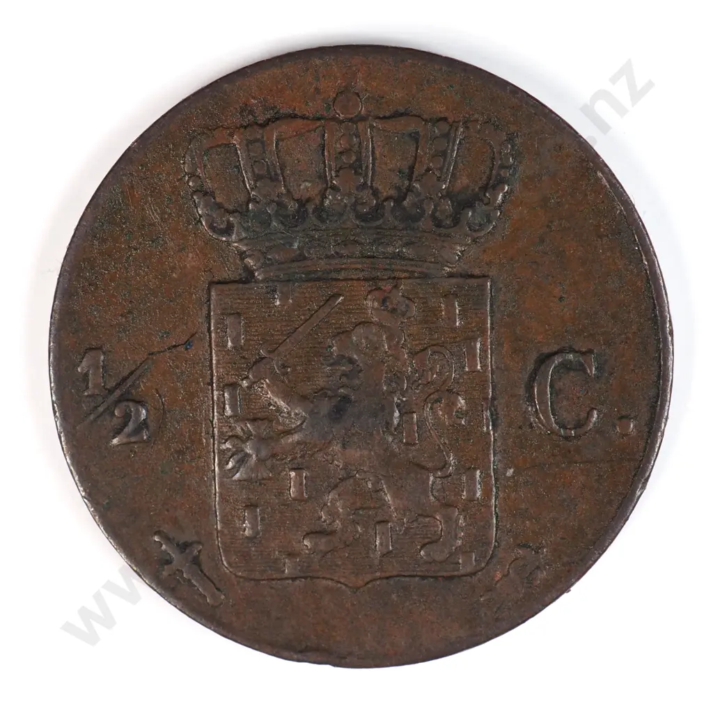 Netherlands 1861 Half Cent, Very Fine Image 1++