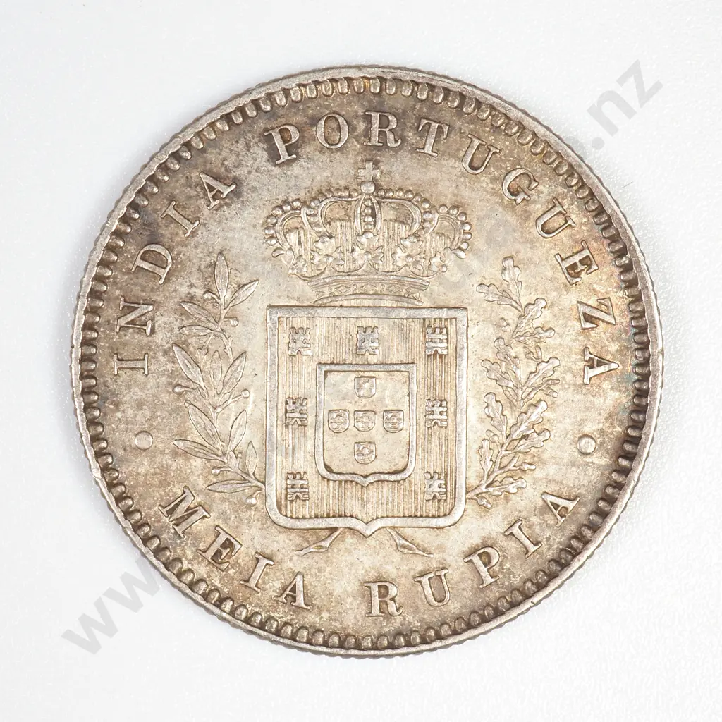 Portuguese India 1881 Half Rupia, Extremely Fine Image 1++