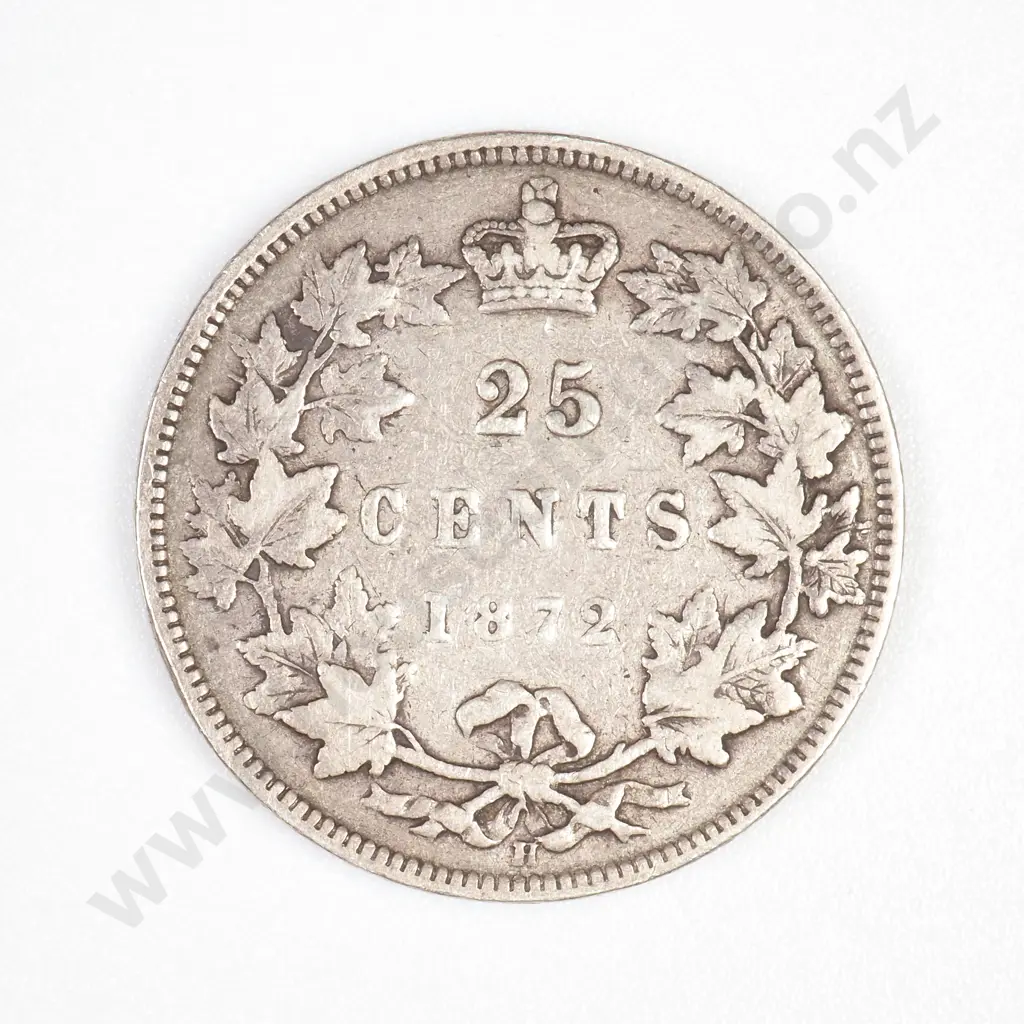 Canada 1872 H Mintmark 25 Cents  Victoria Image 1++
