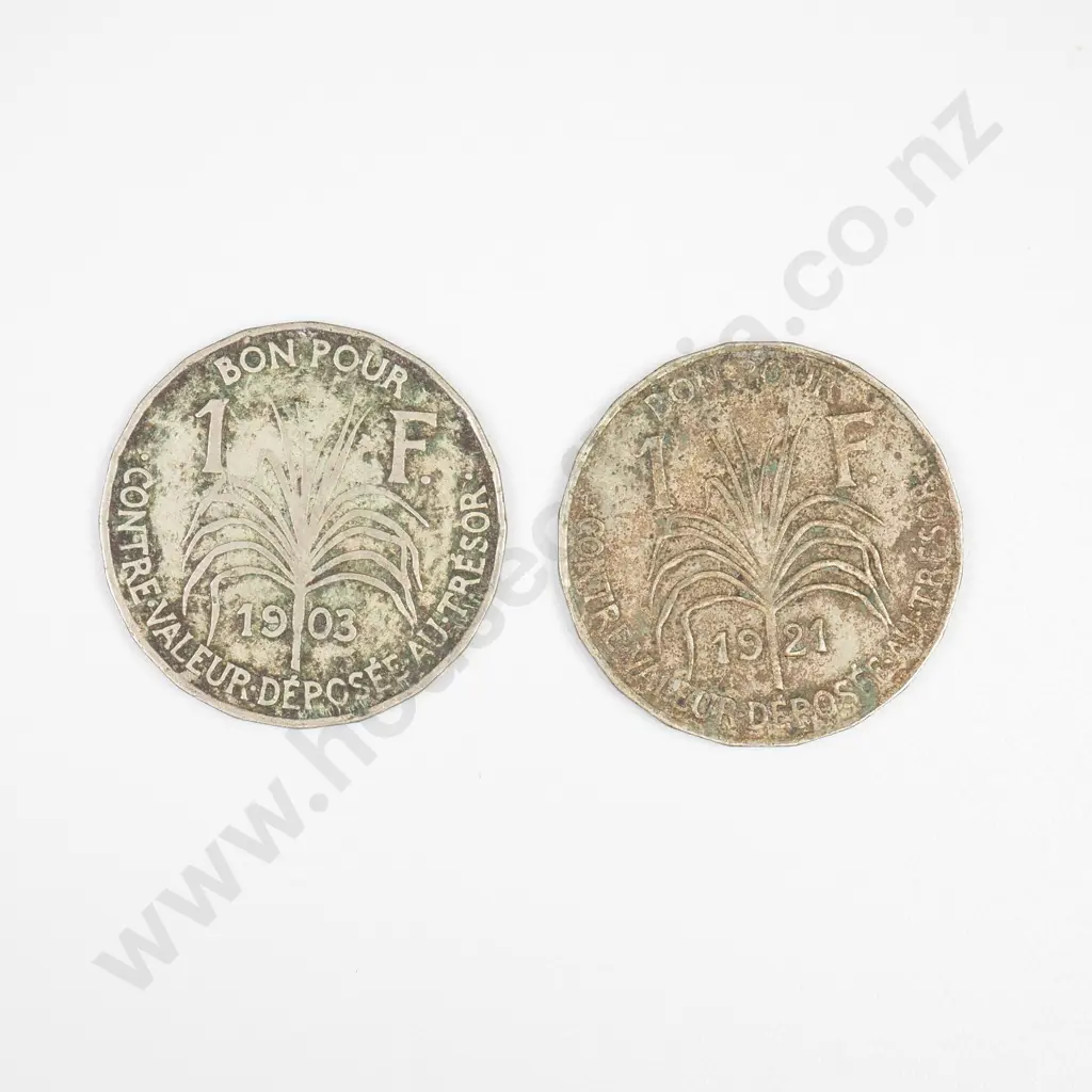 Guadeloupe 1903 & 1921 Franc Image 1++