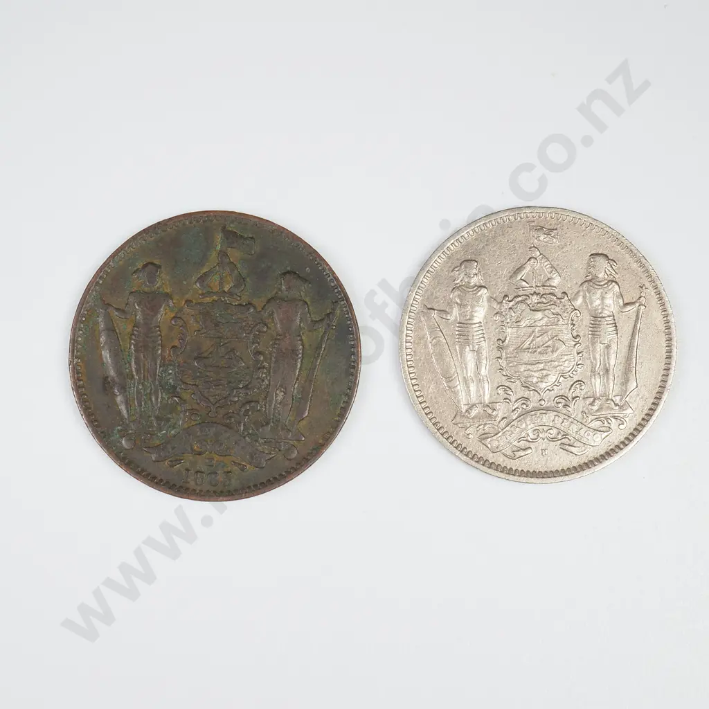British North Borneo 1885 One Cent & 1903 Five Cents coins Image 1++