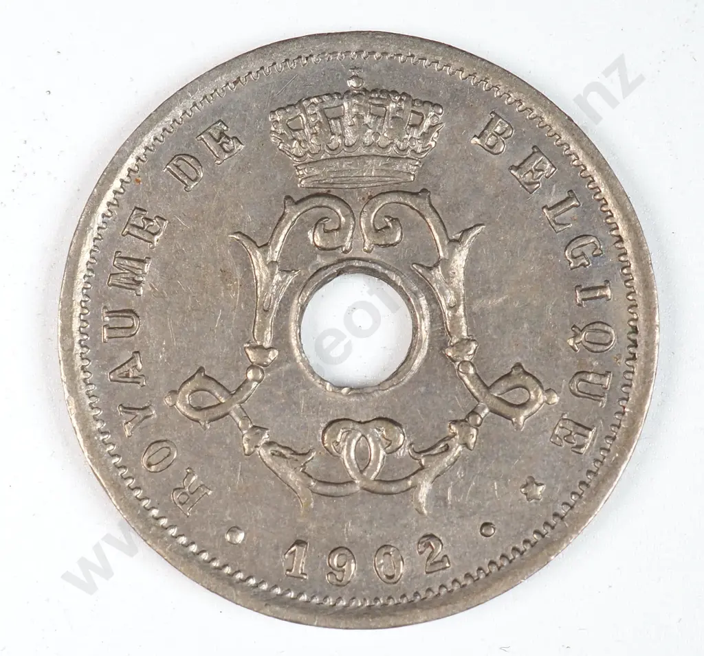 Belgium 1902 Five Centimes, Almost Uncirculated Image 1++