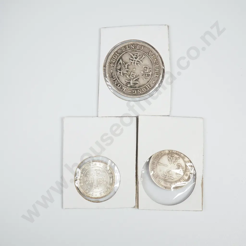 Three Interesting Hong Kong Silver Coins - Individually Carded  Image 1++
