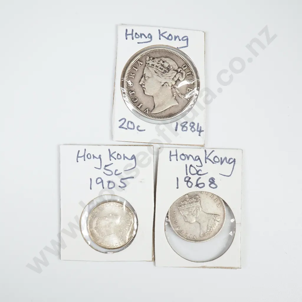 Three Interesting Hong Kong Silver Coins - Individually Carded  Image 1++