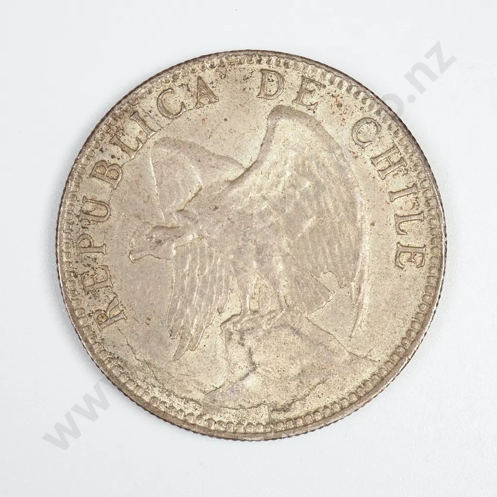Chile 1895 Silver One Peso, Almost Uncirculated Image 1++