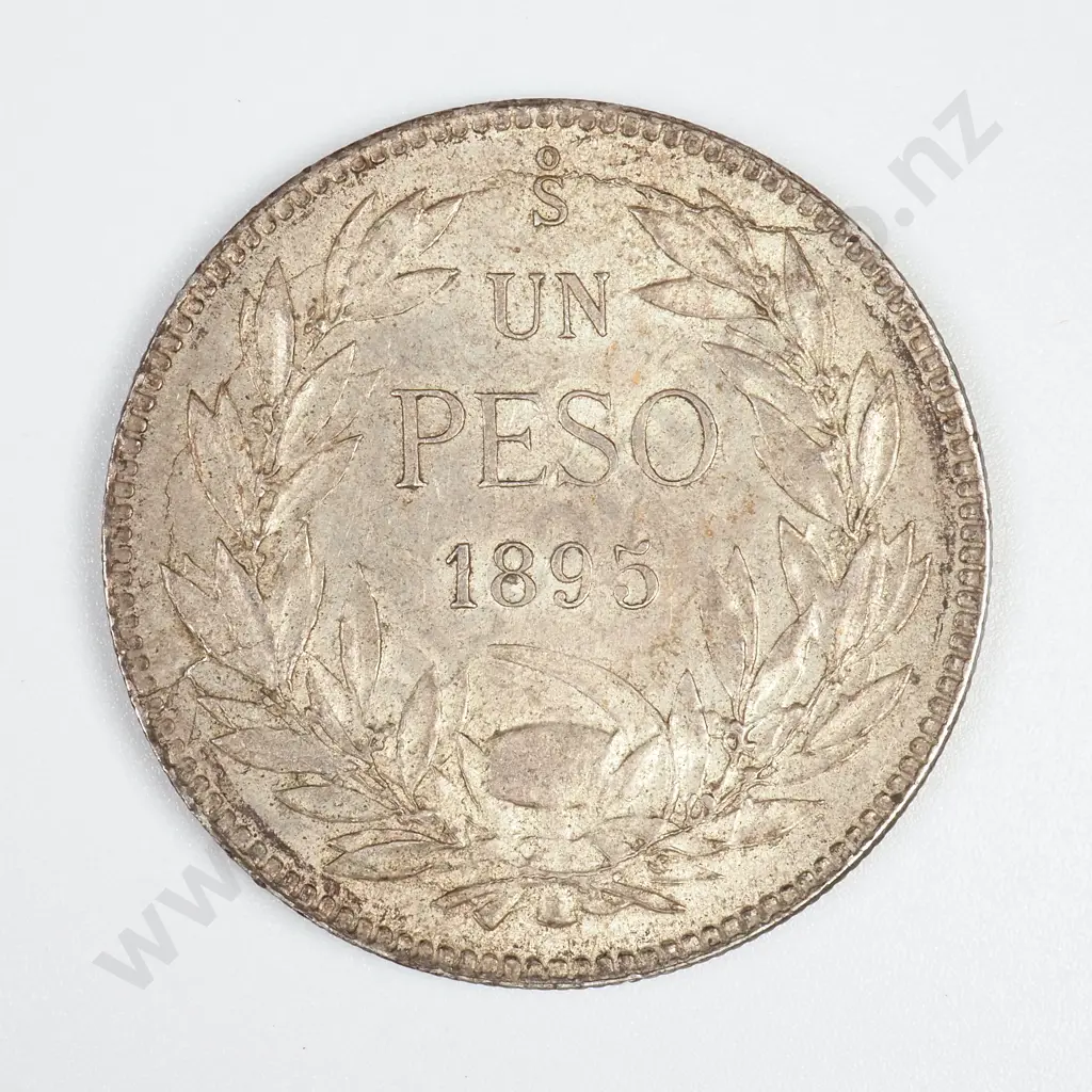 Chile 1895 Silver One Peso, Almost Uncirculated Image 1++