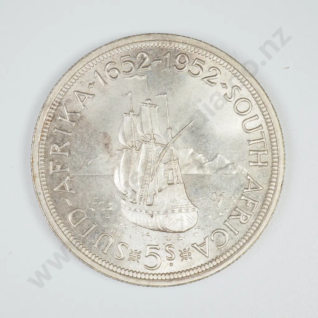 South Africa 1952 Five Shilling 50% Silver Crown - Better Grade Image 1++