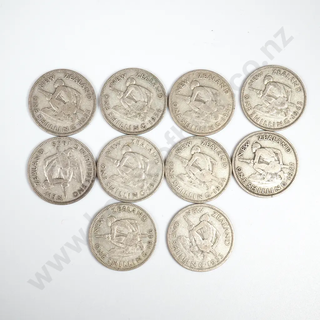 New Zealand Pre -1 947 Shillings, 50% Silver Image 1++