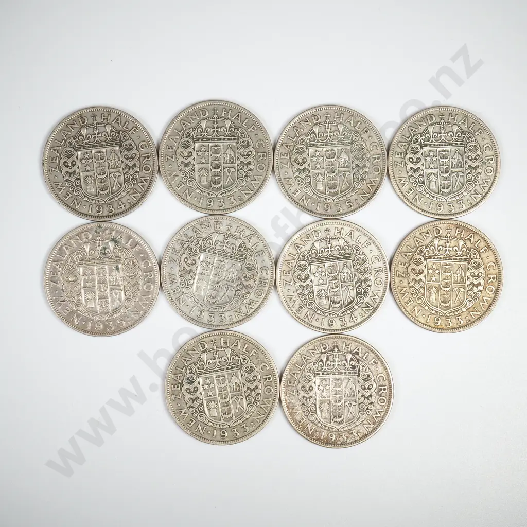 10 NZ 50% Silver Half Crowns  Image 1++