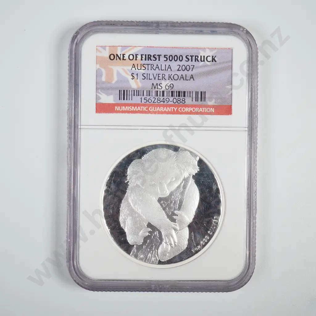 2007 Australia One Ounce Proof Silver Koala - Slabbed MS69 - One of the first 5000 Struck  Image 1++