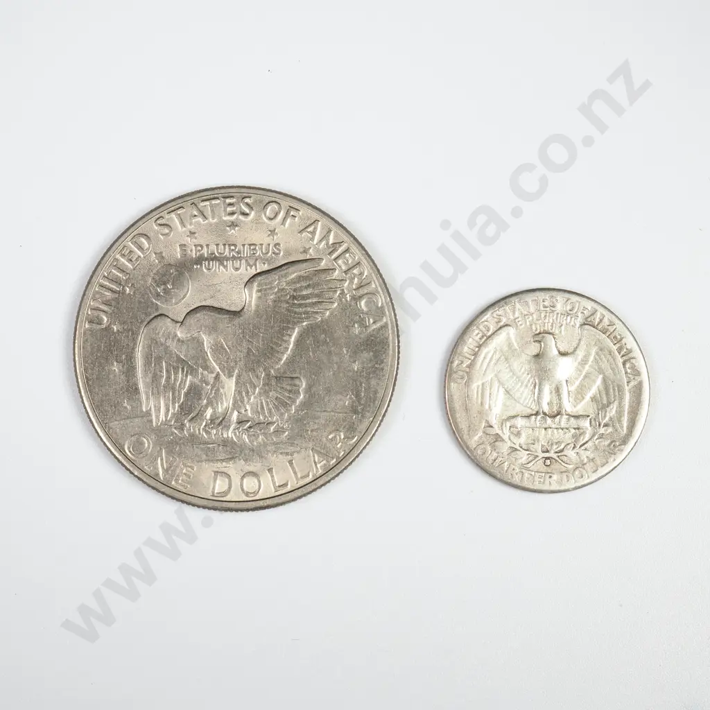 Two US Coins - 90% Silver Quarters  Image 1++