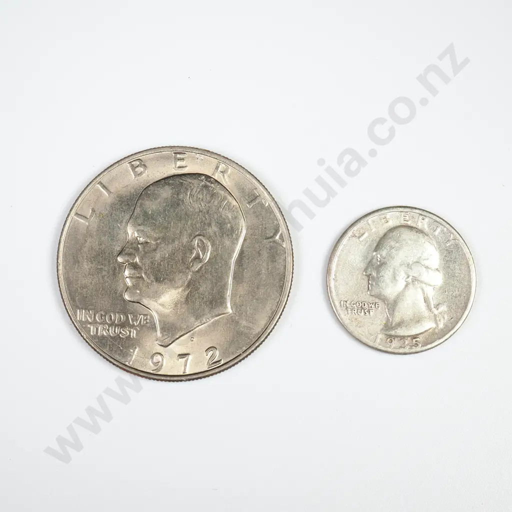 Two US Coins - 90% Silver Quarters  Image 1++