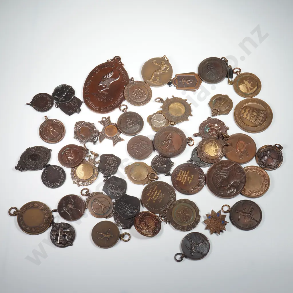 Large Assorted Lot of Bronze Prize Fobs - Mainly Skating Image 1++