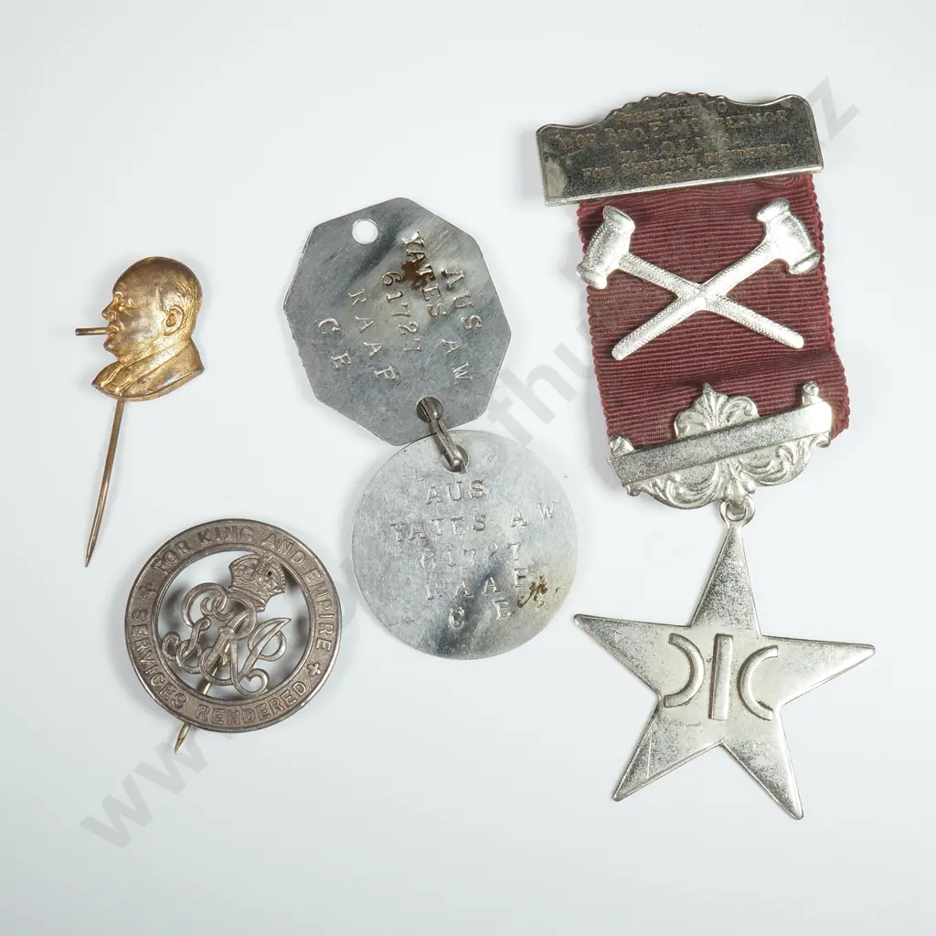 Assorted Lot to Include Australian Airforce Dog Tags - Silver War Badge Etc Image 1++