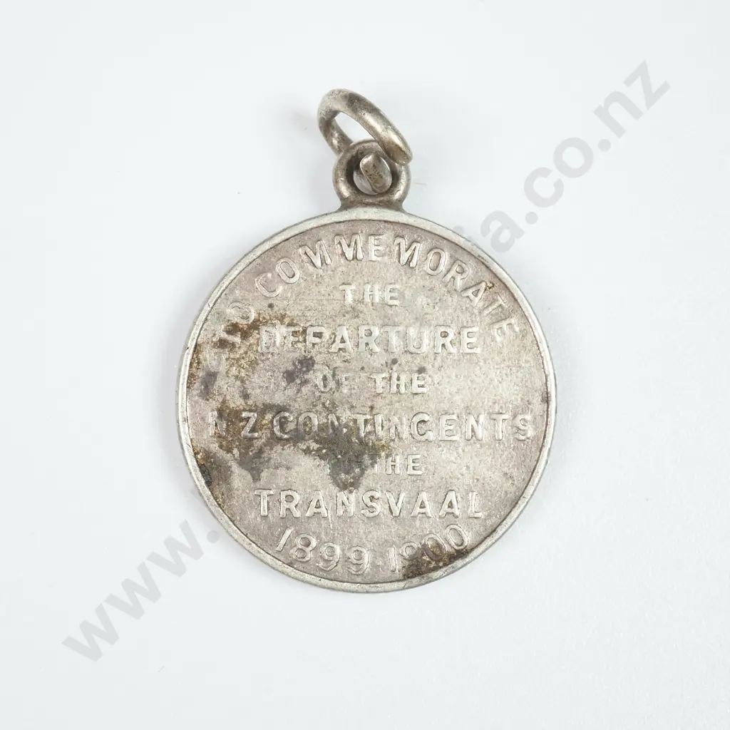 NZ 1900 Boer War Silver Commemorative Fob Medal Image 1++