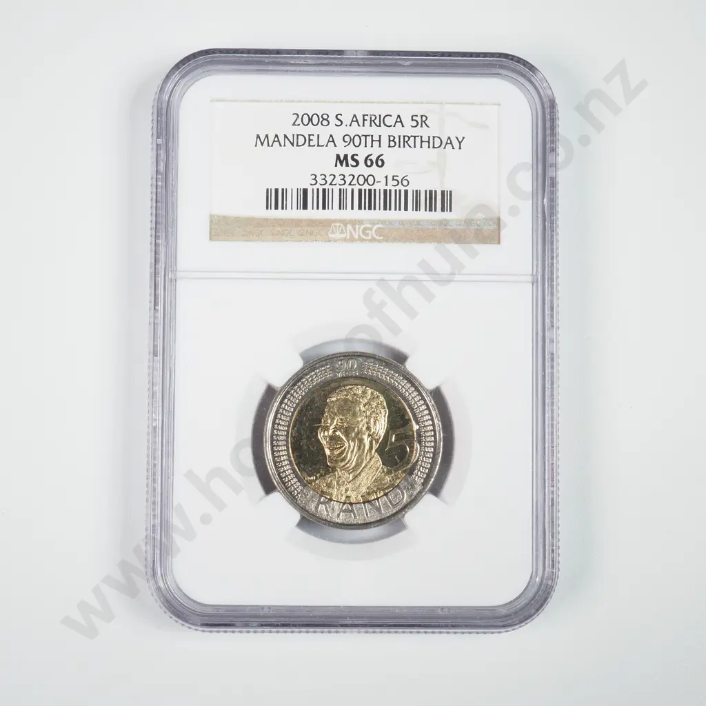 2008 South Africa 5 Rand Mandel 90th Birthday - Slabbed MS 66 Image 1++