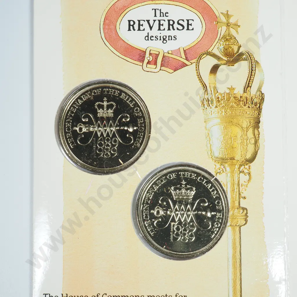 1989 Claim Of Right And Bill Of Rights Two Pound Brilliant Uncirculated 2 Coin Set In Folder Image 1++