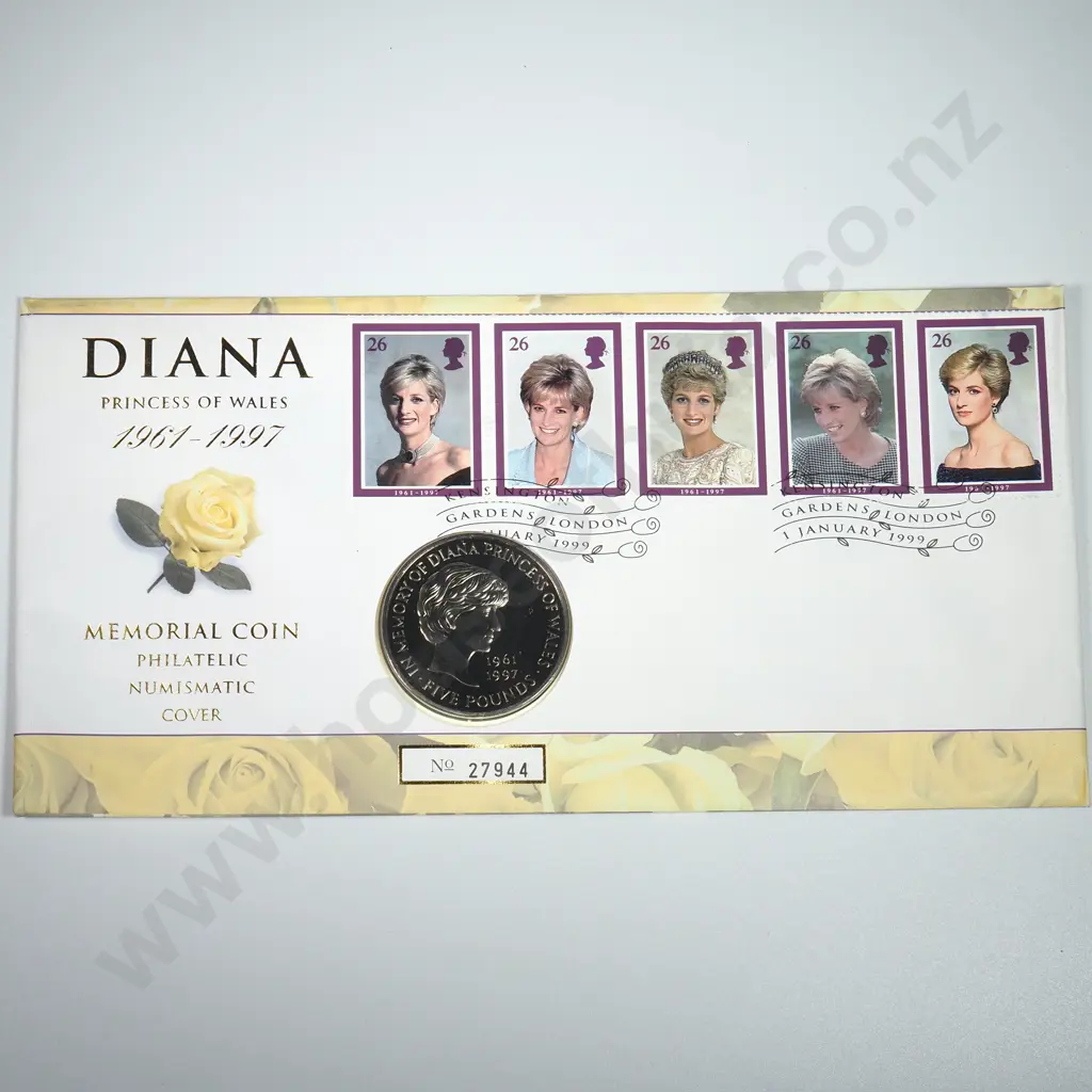 1999 Diana Princess of Wales Memorial Philatelic and Numismatic Cover Image 1++
