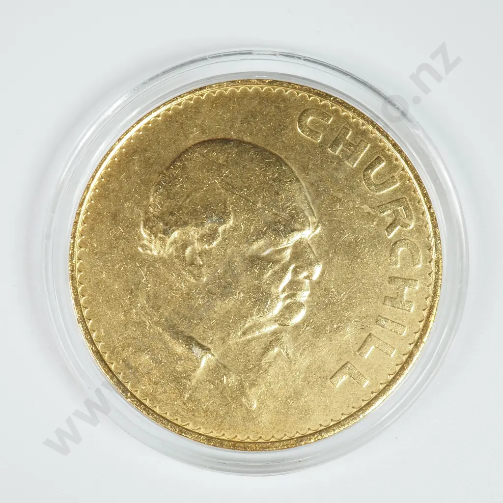 UK 1965 Gold Plated Churchill Crown with Certificate of Authenticity Image 1++
