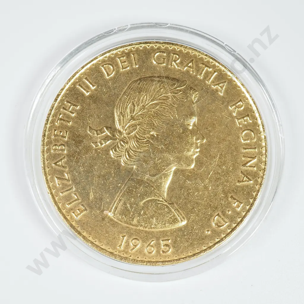 UK 1965 Gold Plated Churchill Crown with Certificate of Authenticity Image 1++
