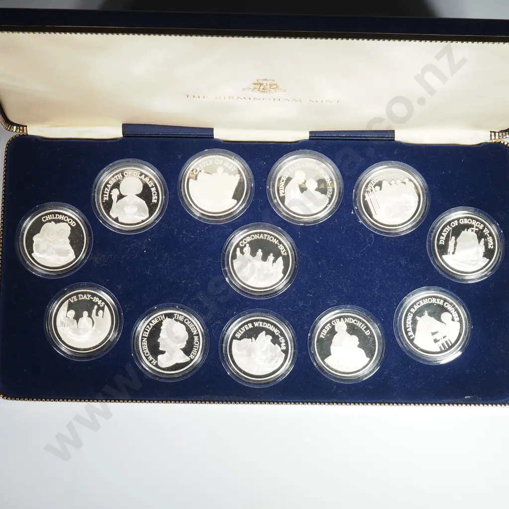 1980 Birmingham Mint Queen Mother 12 Coin Sterling Silver Set - 12 Coins - Image 1++