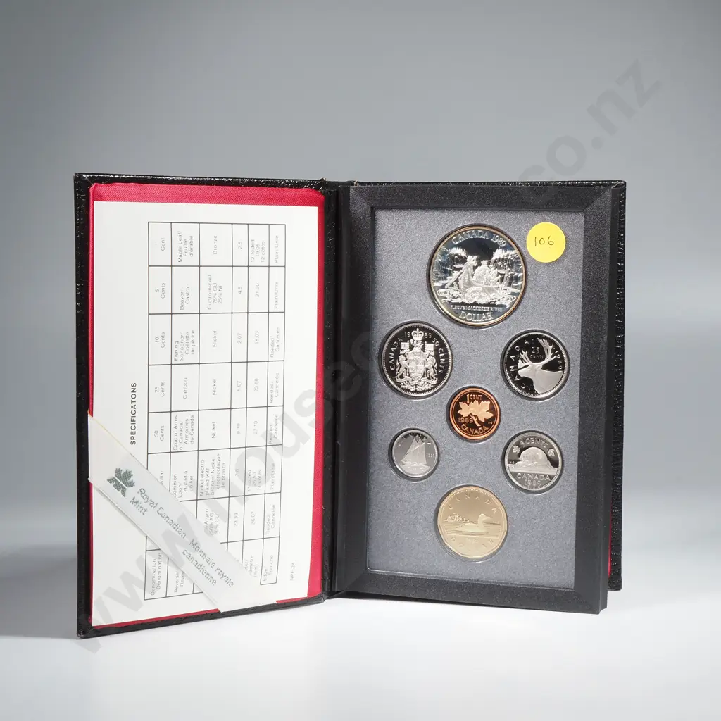 Canada 1989 Proof Coin Set with Silver Dollar Image 1++