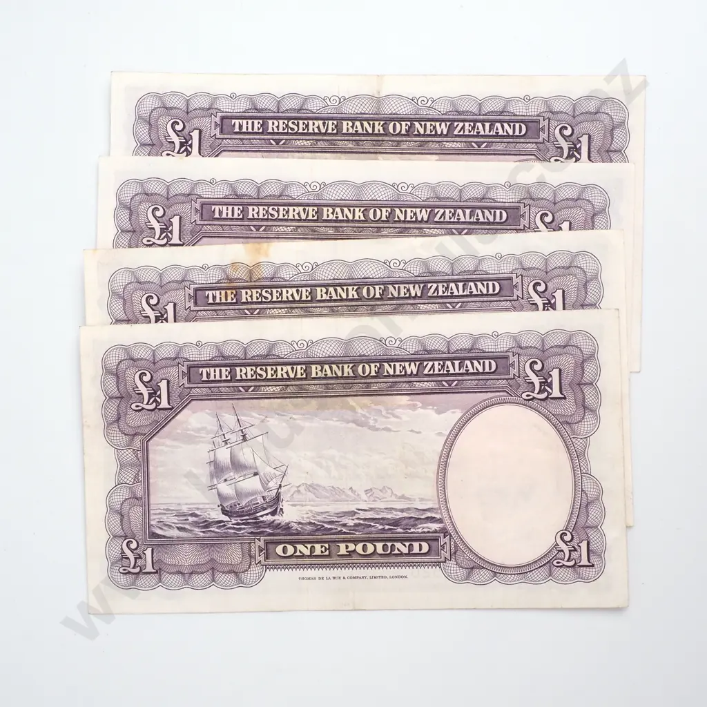 Four NZ Fleming One Pound Banknotes - Tidy Condition  Image 1++