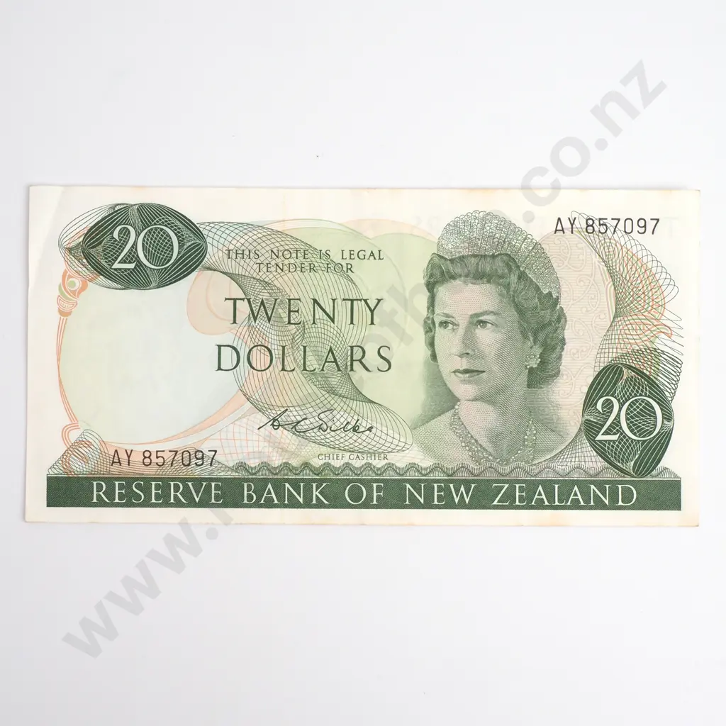 NZ Twenty Dollars, Wilks Signature, Prefix AY, Very Fine, CV$90 Image 1++