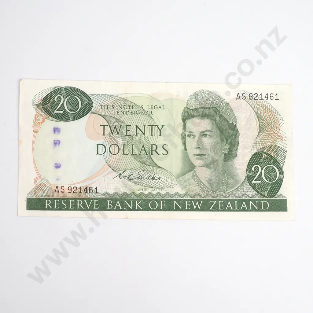 NZ Twenty Dollars, Wilks Signature, Prefix AS (First Prefix of Signature) Image 1++