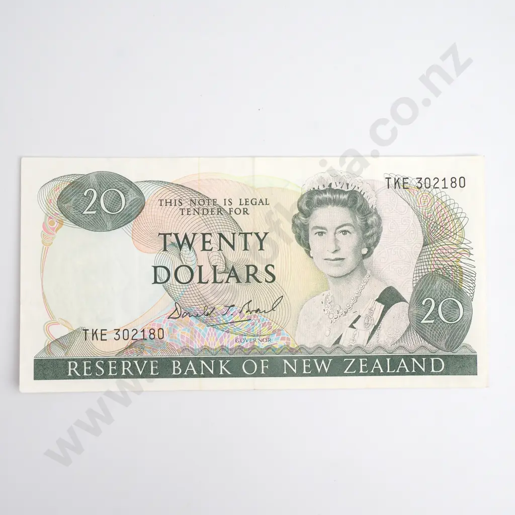 NZ Twenty Dollars, Brash Type One Signature, Prefix TKE, Extremely Fine, CV$70 Image 1++