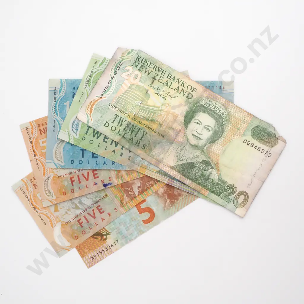 $65 Face Value of Various NZ Banknotes Image 1++