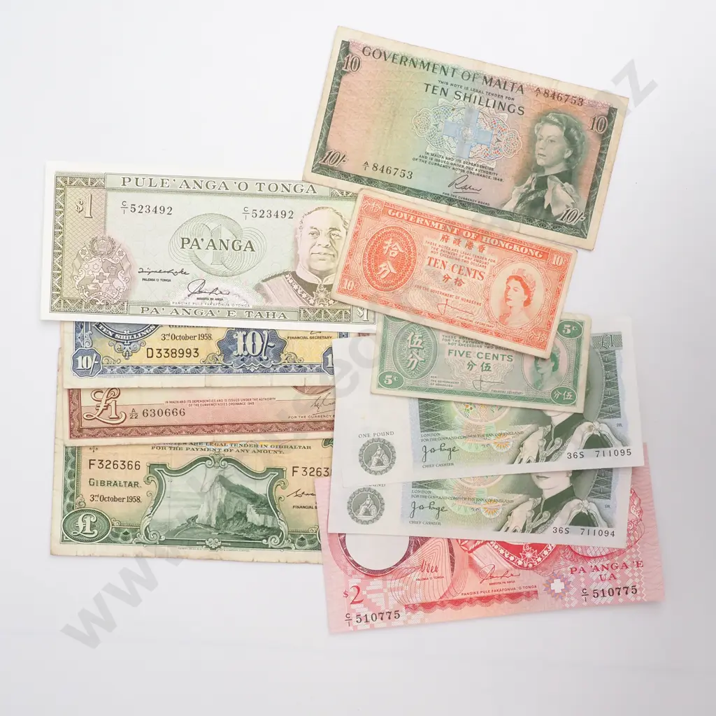 10 x British Commonwealth Notes Image 1++