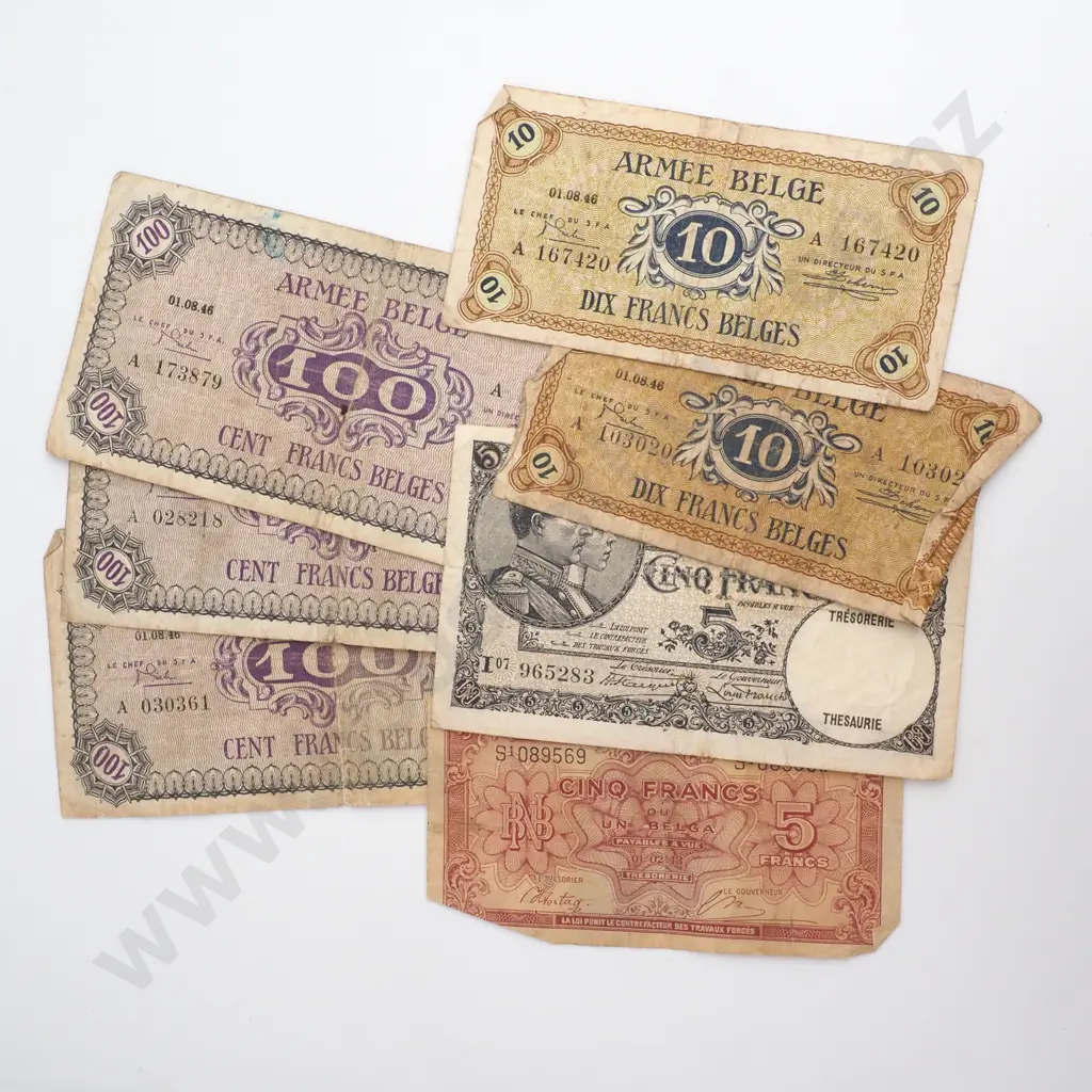 Assorted Old Belgian Banknotes  Image 1++