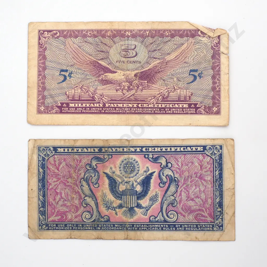 Two Five Cent Military Payment Certificates  Image 1++