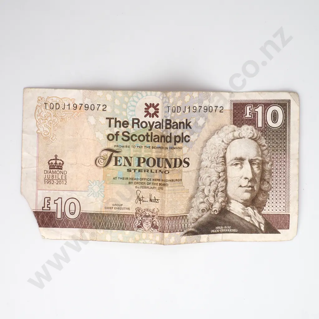 Royal Bank of Scotland 10 Pond Note - Queens Diamond Jubilee Issue a/f Image 1++