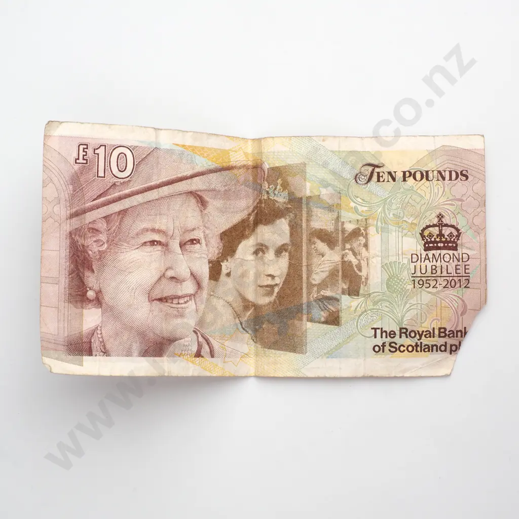 Royal Bank of Scotland 10 Pond Note - Queens Diamond Jubilee Issue a/f Image 1++