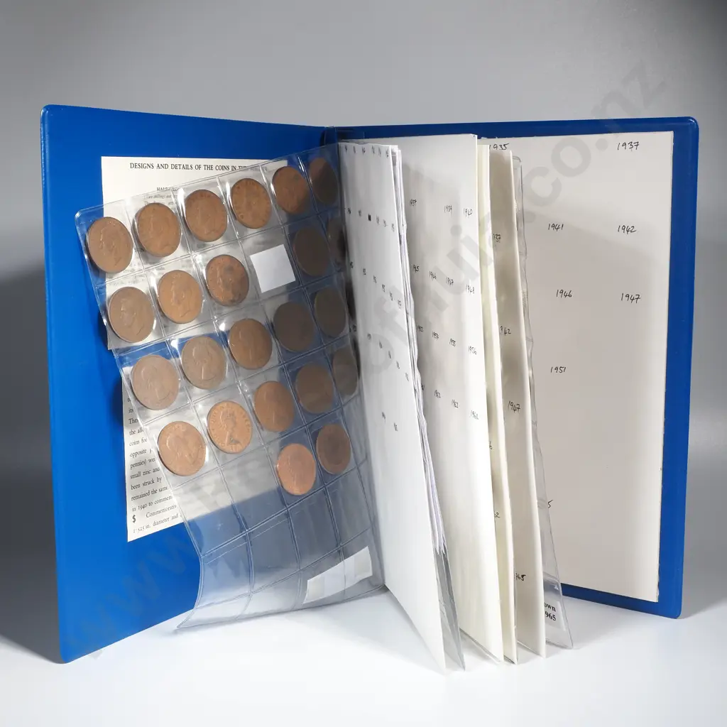 Date Run Collection of New Zealand Circulation Coins 1933 to 1965 (almost complete) Image 1++