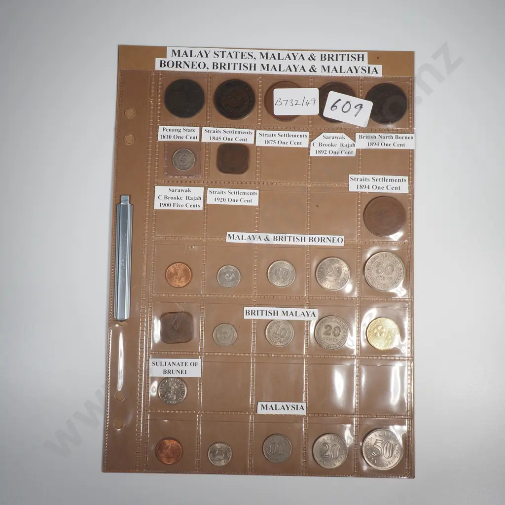 Malay States coins including examples from Penang State, Straits Settlements, Sarawak and North Borneo Image 1++