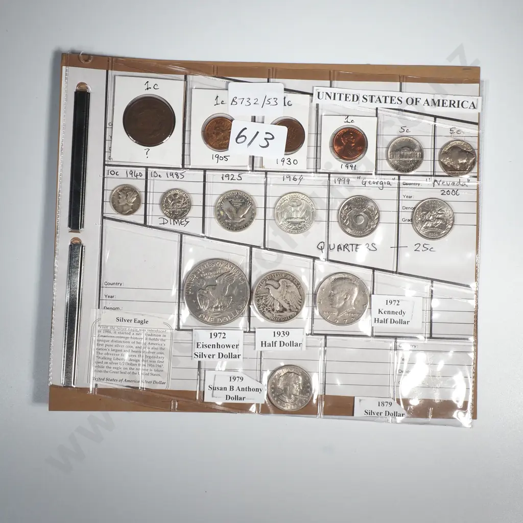 United States of America circulation coins including 1905 One Cent coin Image 1++